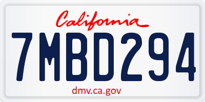 CA license plate 7MBD294
