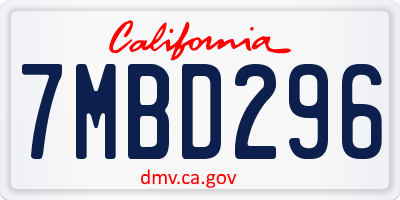 CA license plate 7MBD296