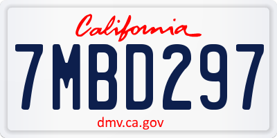 CA license plate 7MBD297