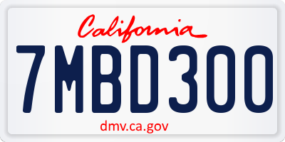 CA license plate 7MBD300