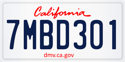 CA license plate 7MBD301