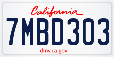 CA license plate 7MBD303