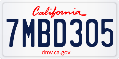 CA license plate 7MBD305