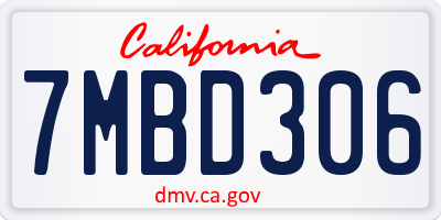 CA license plate 7MBD306