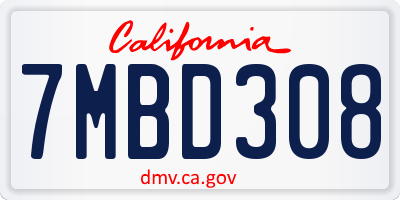 CA license plate 7MBD308