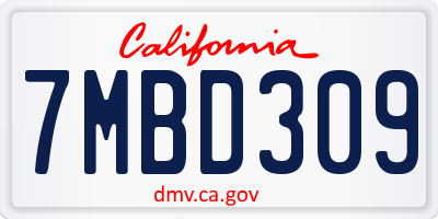 CA license plate 7MBD309