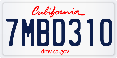 CA license plate 7MBD310