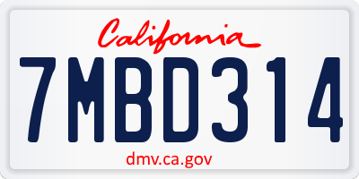 CA license plate 7MBD314