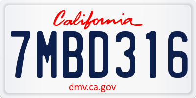 CA license plate 7MBD316