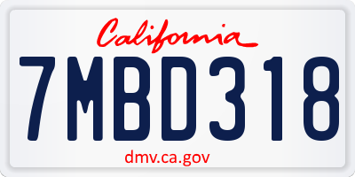 CA license plate 7MBD318