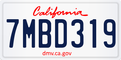 CA license plate 7MBD319