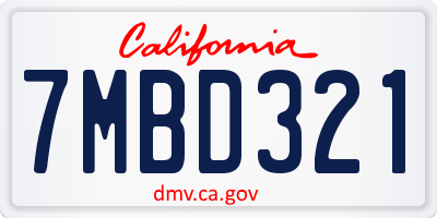 CA license plate 7MBD321