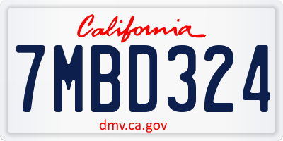 CA license plate 7MBD324