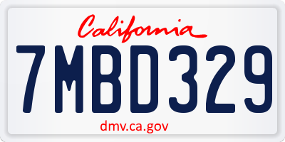 CA license plate 7MBD329