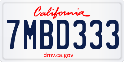 CA license plate 7MBD333