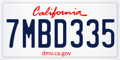 CA license plate 7MBD335