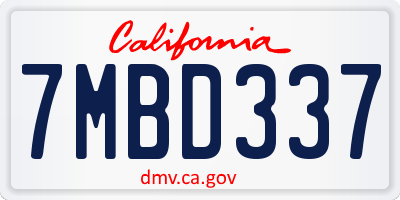 CA license plate 7MBD337