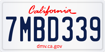 CA license plate 7MBD339