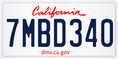 CA license plate 7MBD340