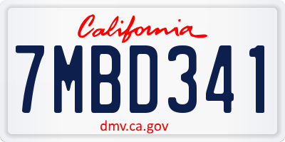 CA license plate 7MBD341