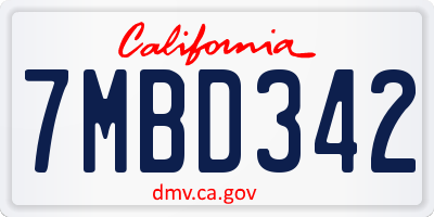 CA license plate 7MBD342