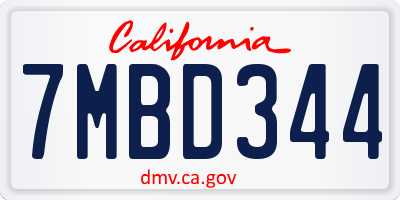 CA license plate 7MBD344