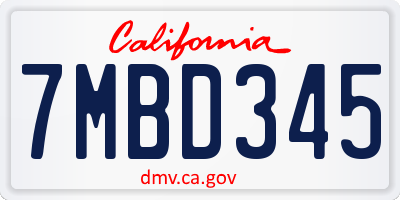 CA license plate 7MBD345