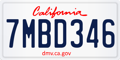 CA license plate 7MBD346