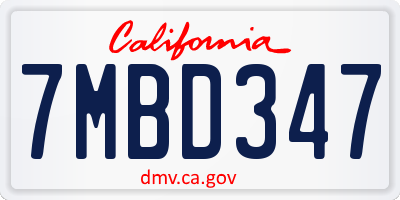CA license plate 7MBD347