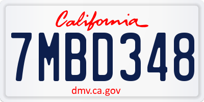 CA license plate 7MBD348