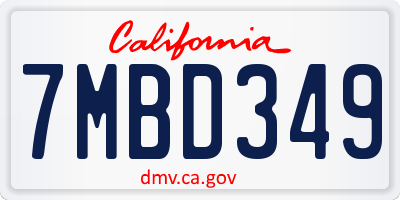 CA license plate 7MBD349