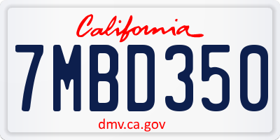 CA license plate 7MBD350
