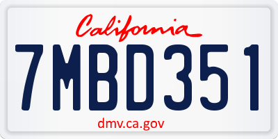 CA license plate 7MBD351