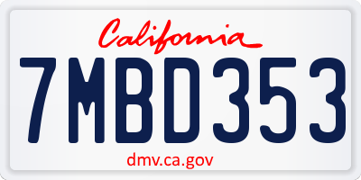 CA license plate 7MBD353