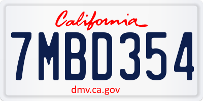 CA license plate 7MBD354