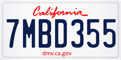 CA license plate 7MBD355