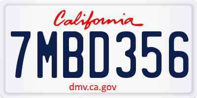 CA license plate 7MBD356