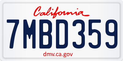 CA license plate 7MBD359