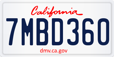 CA license plate 7MBD360