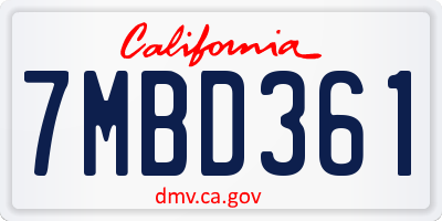 CA license plate 7MBD361