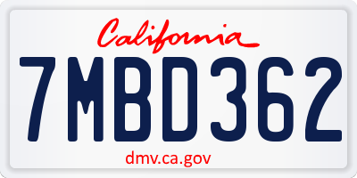 CA license plate 7MBD362