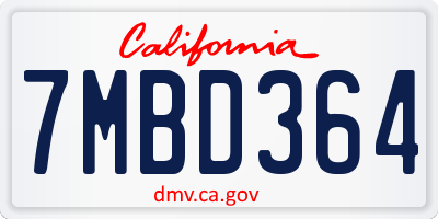CA license plate 7MBD364