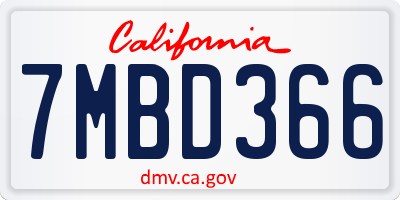 CA license plate 7MBD366