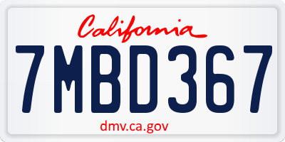 CA license plate 7MBD367