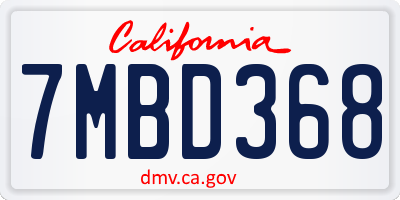 CA license plate 7MBD368