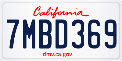 CA license plate 7MBD369