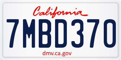 CA license plate 7MBD370