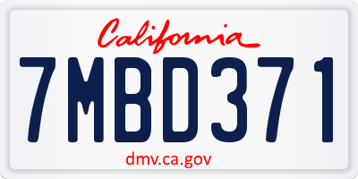 CA license plate 7MBD371