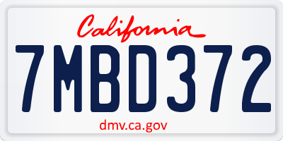 CA license plate 7MBD372