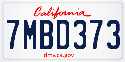 CA license plate 7MBD373
